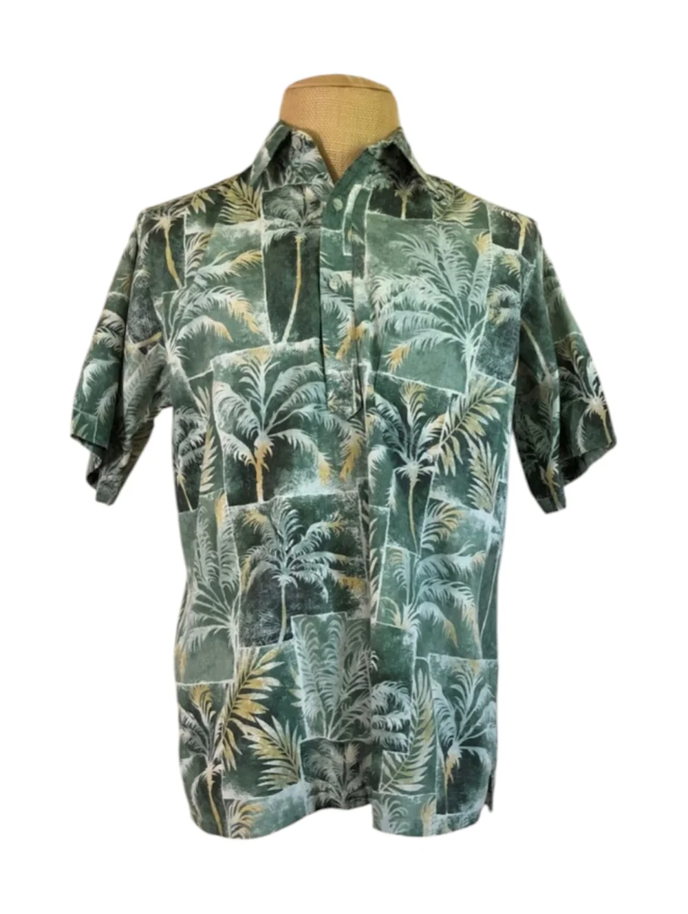 Go Barefoot Hawaiian luau Shirt Green Palm Trees Made in the USA Quality Sx XL